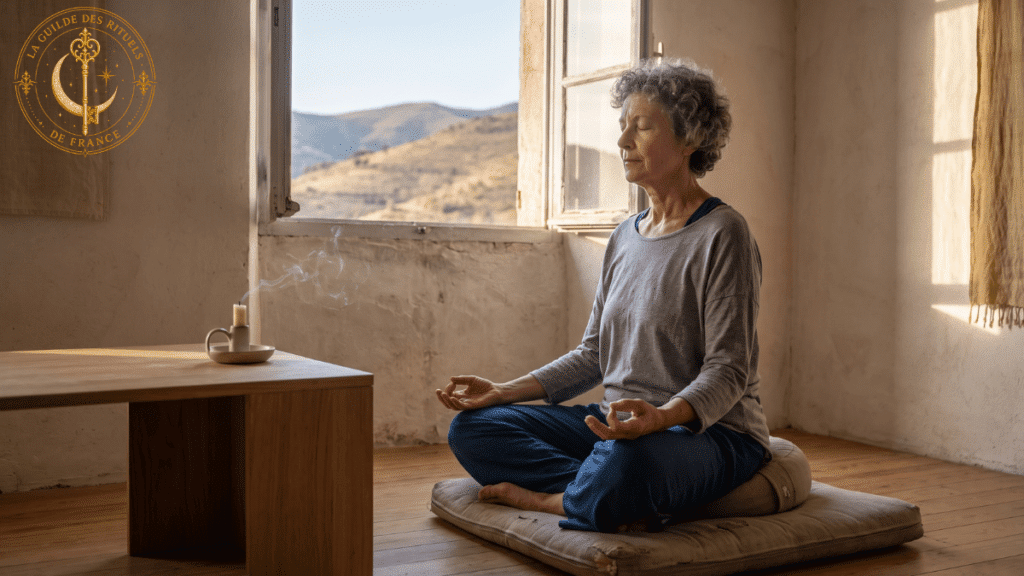 Méditation de lâcher-prise et clôture sereine après l'accomplissement d'un rituel