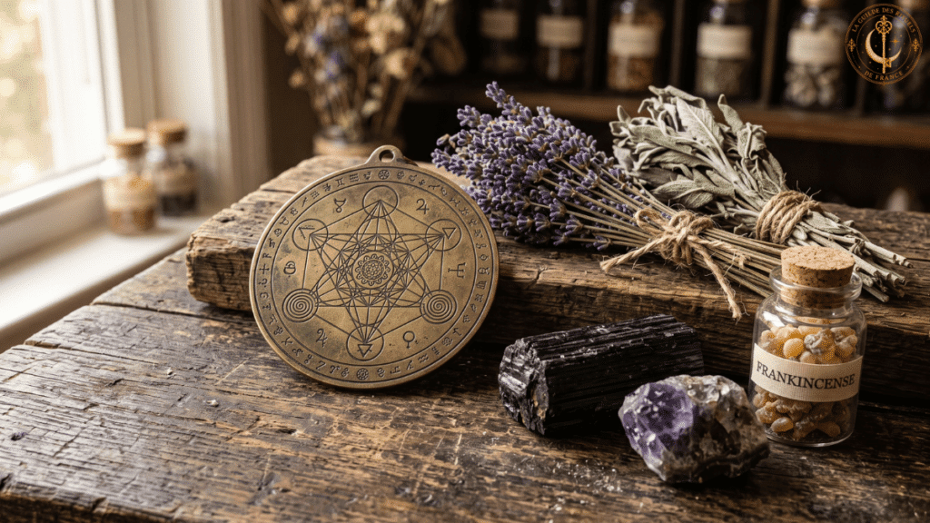 Outils 2 Outils rituels naturels avec plantes séchées minéraux de lithothérapie et talisman grave